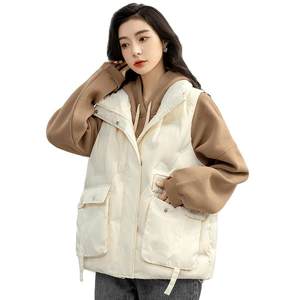 Duck Down Jacket Vest Women's 2025 Autumn and Winter Short Stand Collar Casual Comfortable Loose Duck Down Top Jacket J