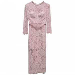 
New women's French retro high-end temperament elegant eyelash lace dress with high waist slim long skirt dress