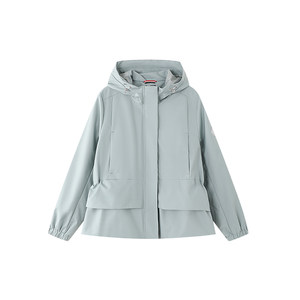 ELLE ACTIVE woven hooded waist windbreaker 25-year autumn lotus leaf pleated outdoor casual jacket for women