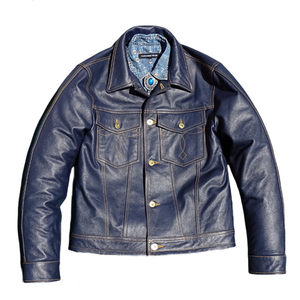 Head layer cowhide storm Knight leather short leather leather leather leather coat men's hit denim jelly factory direct sale