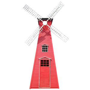 Factory direct selling outdoor antiseptic wooden windmill flower sea landscape windmill park ornaments Dutch woodwood windmill
