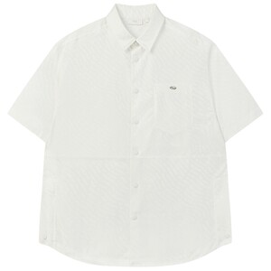 
FILA official men's woven short-sleeved shirt 2025 summer new fashionable casual loose jacquard top