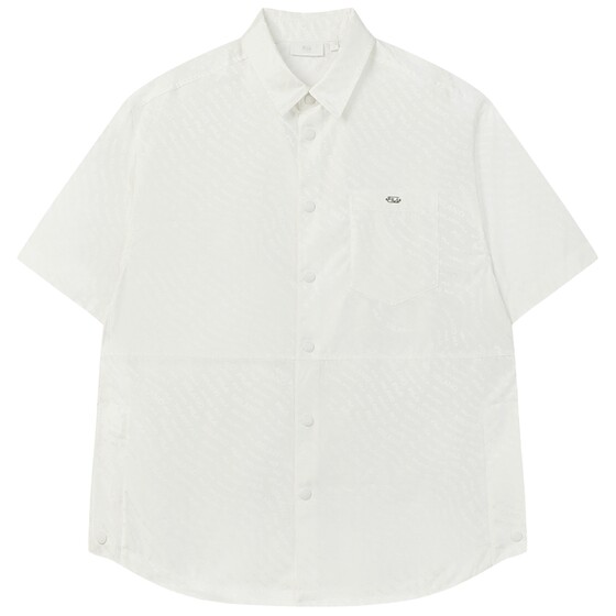 
FILA official men's woven short-sleeved shirt 2025 summer new fashionable casual loose jacquard top