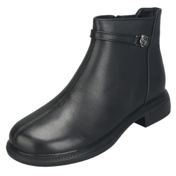 
Wide fat feet large size women's shoes 41 to 43 autumn and winter new leather boots thick heel Martin boots short boots wide toe women's boots