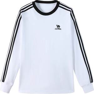 
Camel soft T-shirt round neck long-sleeved T-shirt 2026 spring and autumn men's and women's breathable three-stripe casual sweatshirt