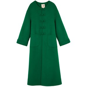 
[Old Product] Ginger Original Women's Clothing Autumn and Winter New Chinese Style Plate Button Wool Round Neck Long Jacket 11233101B