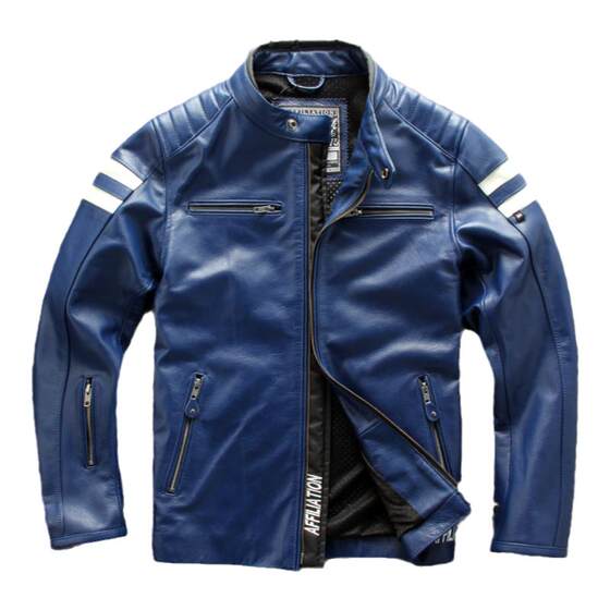 Autumn and winter new leather leather coat men's head cowhide standing in a motorcycle clothing riding clothes leather jacket jacket
