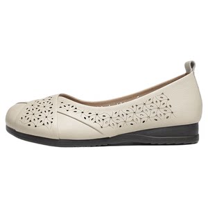 
Red Dragonfly Mom Shoes 2026 Spring New Women's Shoes Genuine Soft Sole Middle-aged and Elderly Leather Shoes Flat Sole Hollow Single Shoes