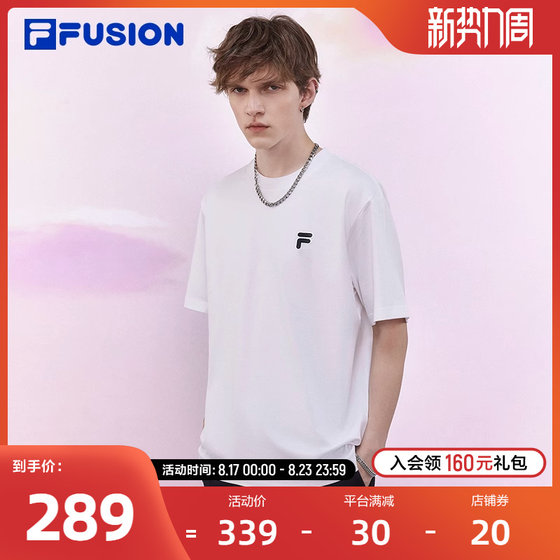 FILA FUSION斐乐潮牌情侣款针织短袖衫2024夏新款时尚休闲纯棉T恤