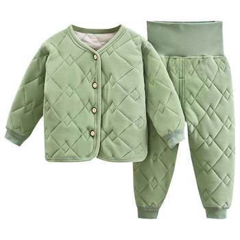 Baby boneless warm underwear Boys Girls, Girls' Autumn and Winter Home Furnishing Server Thick Paper Paper Paper, Cotton Belly Plattering Set
