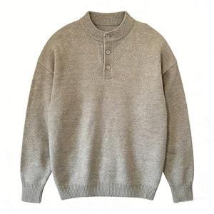 
American solid color Henry neck sweater men's autumn and winter new fashion brand high-end sweater casual warm couple jacket