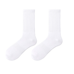 MENXX socks men's stockings women's socks pure cotton autumn and winter black and white solid color thickened towel bottom mid-calf men's stockings