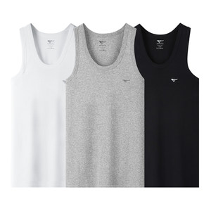 
Seven Wolf vest men pure cotton hull sports sweat-absorbing cotton old man shirt boy base white sweat shirt men