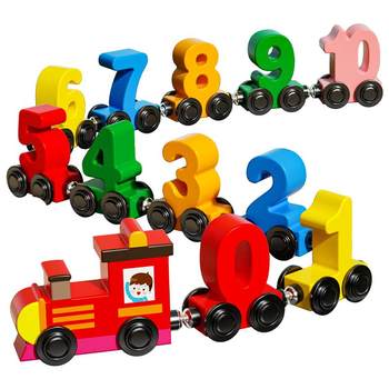 Cartoon digital train magnetic assembly building blocks