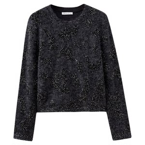 
Shuiyunjian Mohair Sweater Gray Sequined Sweater Women's Pullover Plush Top Gray Series 2026 Winter New Style