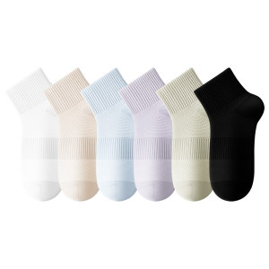 
Socks Women's Socks Summer Thin Mesh Breathable Solid Color Cotton Socks Boneless Short Socks Summer Sports Mid-Socks