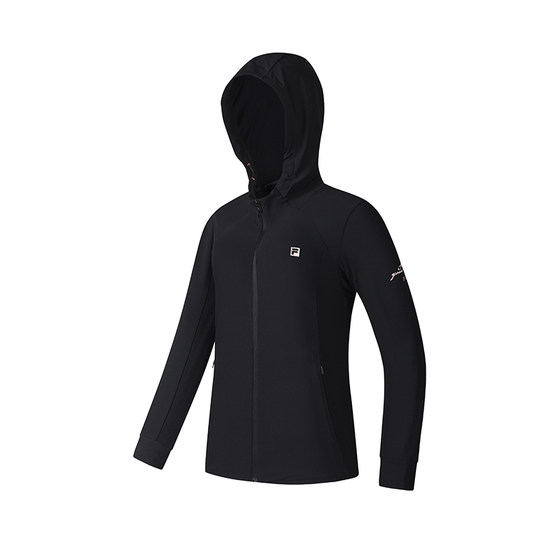 
FILA official women's knitted hooded jacket 2025 summer new fitness sports basic sun protection top