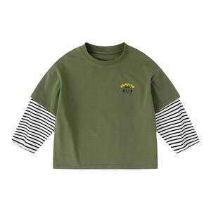 
Children's T-shirt long-sleeved spring clothes for boys new striped spring fake two-piece girls' bottoming shirts baby tops children's clothes