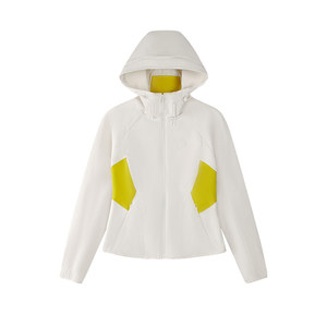 
FILA FUSION Fila trendy brand woven jacket women's 2026 spring new casual color matching slim hooded top
