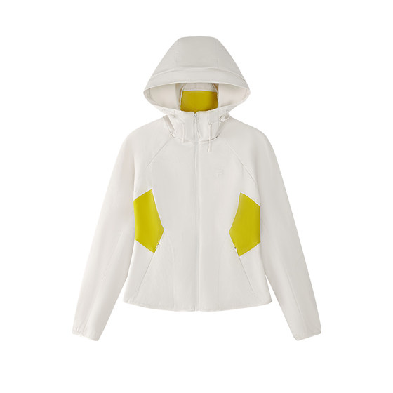 
FILA FUSION Fila trendy brand woven jacket women's 2026 spring new casual color matching slim hooded top