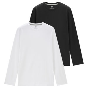 
[2 pieces] Giordano long-sleeved T-shirt men's new pure cotton basic solid color round neck base shirt 18023811