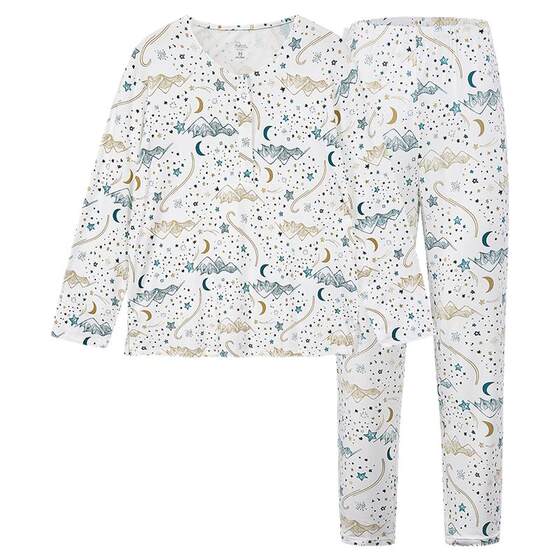 Nest Designs Maternity Confinement Clothes Nursing Top Long Sleeve Maternity Pajamas Bamboo Cotton Lounge Clothes Nursing Set