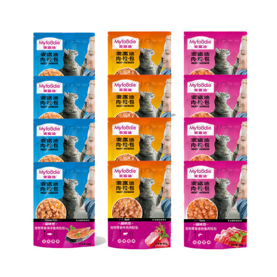 
McFoody cat snacks, meat pellet packs, wet food packs, main food companions for adult and young cats, canned cat packs, fish and meat hydration nutrition