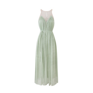 
Sun Yaqiao [Tears of Love] Summer style water-gloss wrinkled A-line skirt with perm mesh and pleated pleated long dress