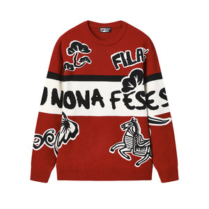 
Wang Yang's same style FILA is about to take off and grab the horse sweater official couple's knitted sweater spring new year New Year's top