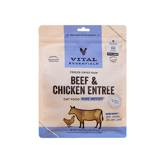 
Renke Pet VE cat freeze-dried staple food meat patties 8oz meat grain cat food for adult and young cats raw bone meat rabbit and duck 226.8g