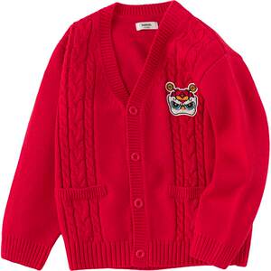 
Balabala children's sweaters boys new spring and autumn sweaters baby sweaters red New Year's greetings