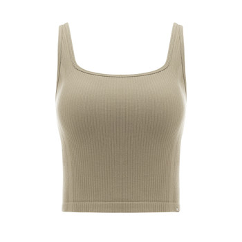 Ribbed wide shoulder strap tank top that covers side breasts