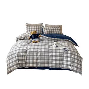 
TeenieWeenie Bear College Style Blue and White Plaid Cotton Pure Cotton Four-Piece Set Bedding Quilt Cover Bedding