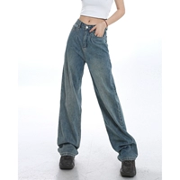 Демисезонные прямые свободные джинсы, штаны, ретро тонкие леггинсы, высокая талия, по фигуре, свободный крой