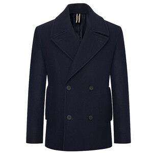 
HAZZYS Hajis autumn and winter men's simple casual and fashionable woolen coat double-breasted jacket top trendy