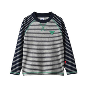 
Cotton striped T-shirt, children's pure cotton long-sleeved T-shirt, raglan sleeve bottoming shirt for boys and girls, round neck top, children's clothing