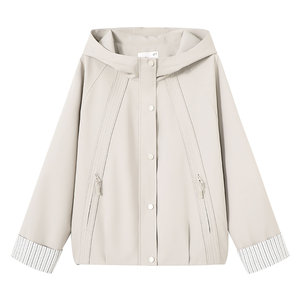 
YBAI/Yibai 2026 spring new fashion simple casual all-match hooded jacket short windbreaker coat for women
