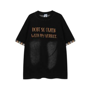 300*0.5kg large size women's clothing Korean college style black round neck T-shirt for women fat mm retro versatile fashionable short-sleeved top