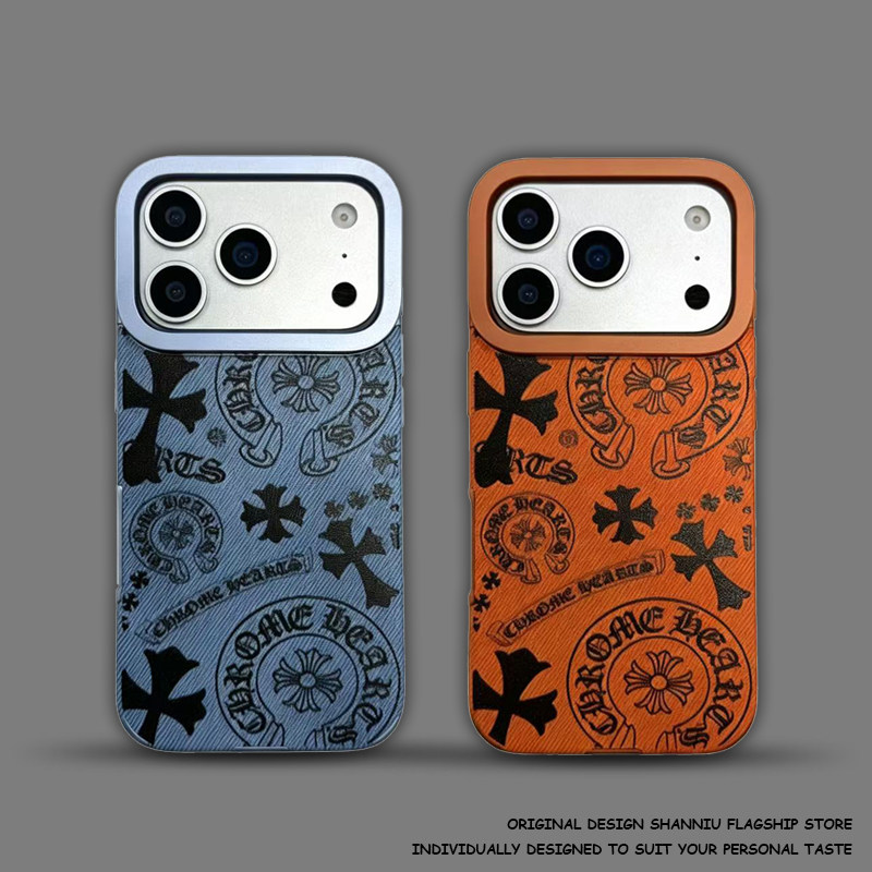 Chrome Hearts Cross Pattern Phone Case for , 16 Pro Max, 15 Pro Phone Case for iPhone 17, 16, 15, 14 and 13