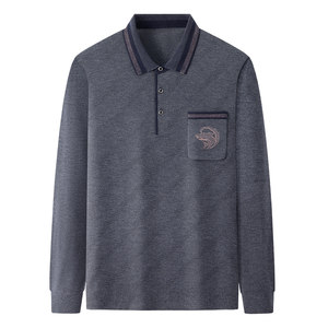 
Dad's spring clothes long-sleeved T-shirt middle-aged men's thin Polo shirt middle-aged and elderly grandfather casual tops men's clothing