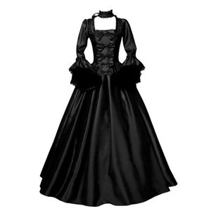 European and American French retro medieval court costume queen and princess evening dress slim high waist dress bow
