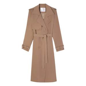 PAPERLLL long black windbreaker women's 2025 new spring and autumn casual jacket waist-closing tall coat