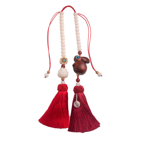 
New car pendant pendant, sandalwood rabbit, great plans, safe journey, car rearview mirror pendant, pendant