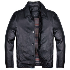 2025 new genuine leather leather jacket for men's daddy suit middle-aged and elderly casual jacket with cowhide lapel short jacket