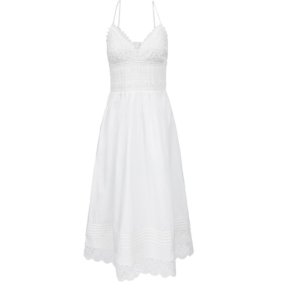 
ONLY summer pure cotton romantic lace suspender waist skirt practical pocket mid-length skirt small white skirt dress for women