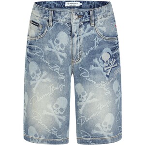 
PP Italian light luxury men's clothing 2025 summer new washing denim short letter skull print casual pants trendy