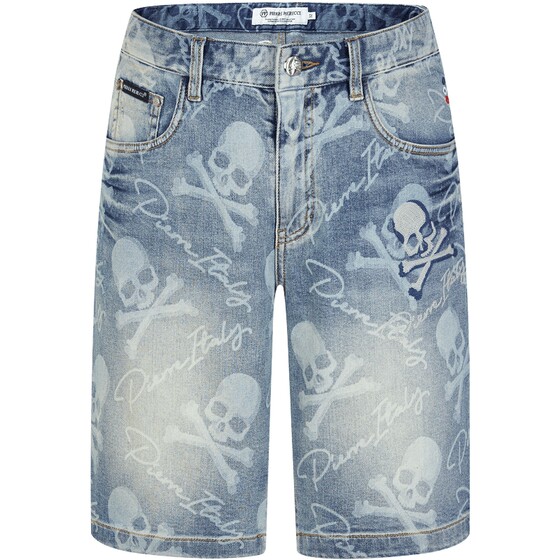 
PP Italian light luxury men's clothing 2025 summer new washing denim short letter skull print casual pants trendy