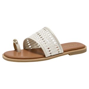 BeauToday flat sandals for women 2026 new summer vacation sandals and slippers genuine leather woven fashion shoes