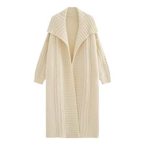 Azure French retro lava long sweater tall knitted cardigan loose, lazy wind -knit jacket autumn and winter