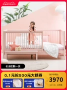 Giường nối trẻ em Hàn Quốc gỗ nguyên khối có lan can Giường nối bé trai và bé gái Giường đơn gỗ sồi cho bé
